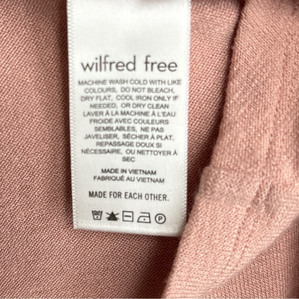 Wilfred Free Aritzia Lynx Long Sleeve Crop Ruched Front Tie Knit Top Size M Pink - Picture 7 of 8